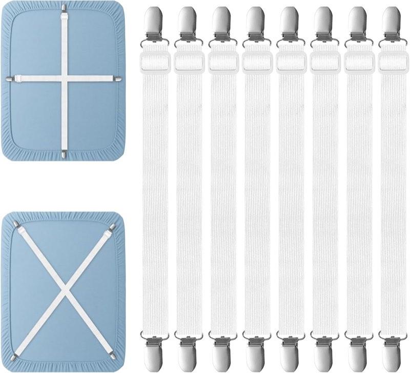 8 Stück Bettlakenspanner verstellbar, 55–250 cm