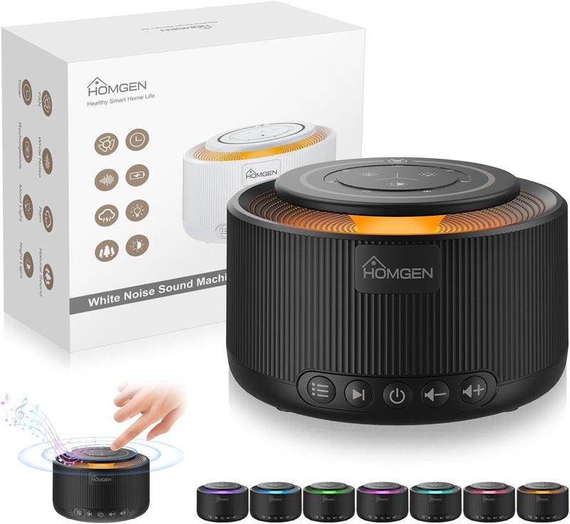 HOMGEN HOMGEN White Noise Machine, 30 Klänge, Akku, Nachtlicht