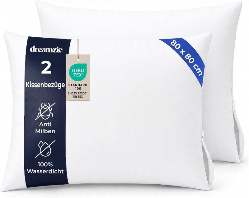 Dreamzie Milbenbezug Kopfkissen 80x80, 2er-Set