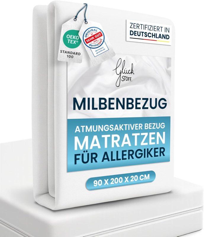 Glückstoff Milbenbezug Matratze 90x200x20