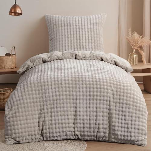 RUIKASI Flanell-Bettwäsche 135×200, 2-teilig, Beige