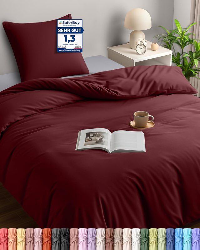Utopia Bedding Bettwäsche 135×200, 2-teilig, Burgund