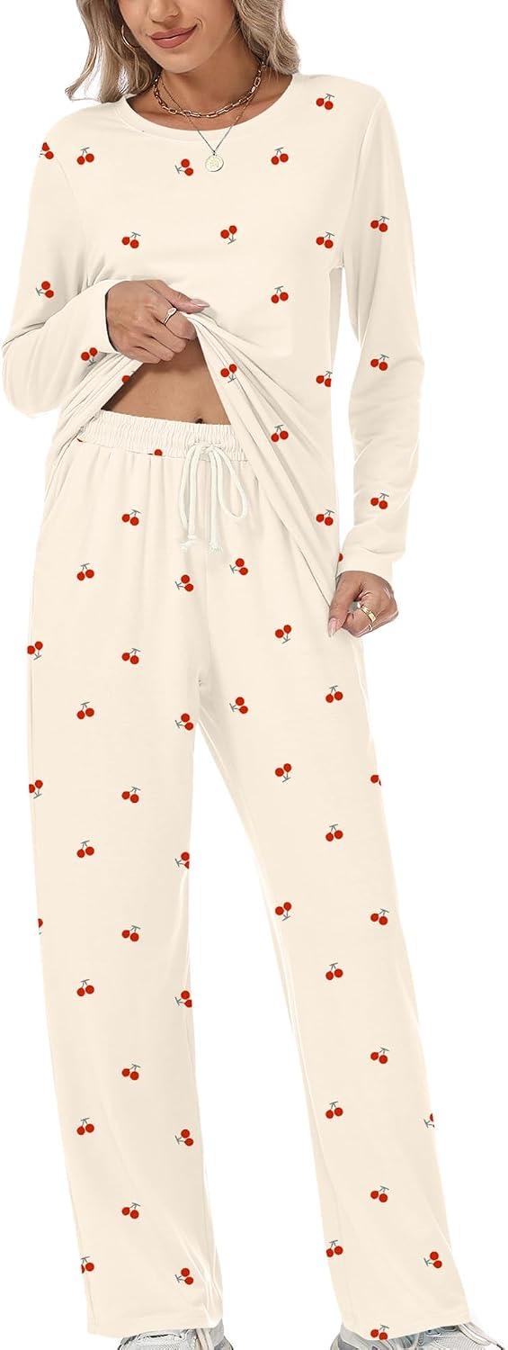 Rapbin Schlafanzug Damen Lang, Pyjama-Set mit Taschen