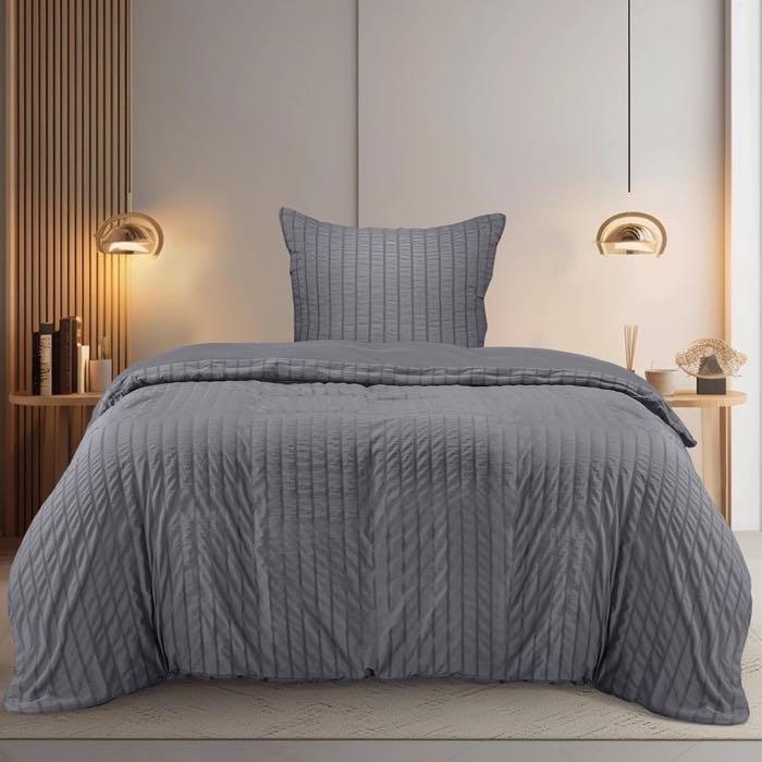 Utopia Bedding Utopia Bedding Seersucker Bettwäsche 135×200 Grau, 2-teilig