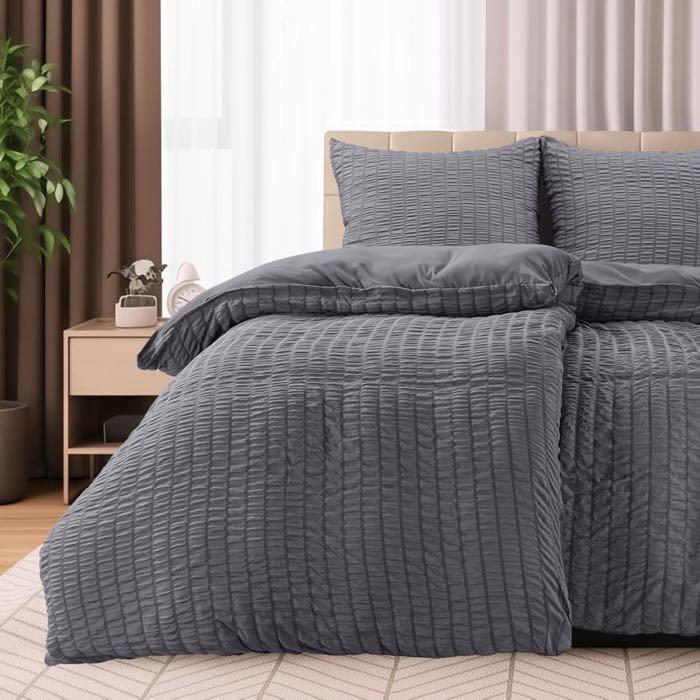 Utopia Bedding Utopia Bedding Seersucker Bettwäsche 135×200 Grau, 4-teilig