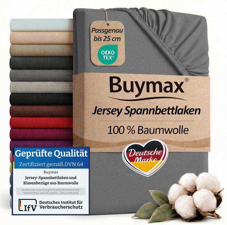 Buymax Buymax Jersey Spannbettlaken 140×200, Anthrazit