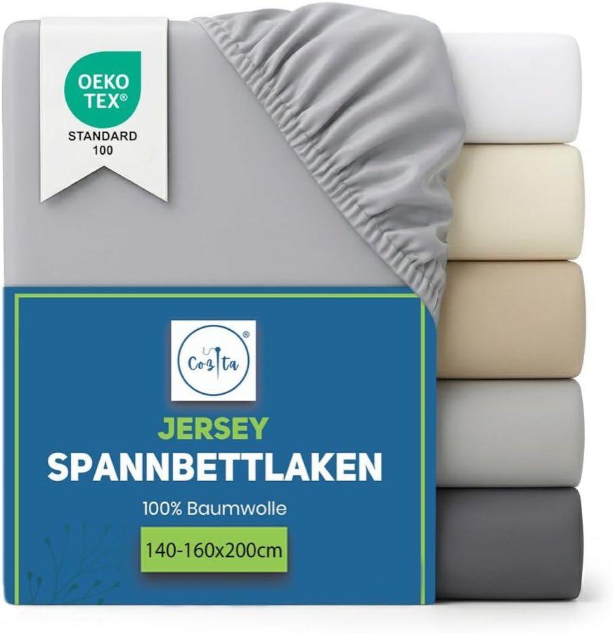 Cozita Jersey Spannbettlaken 140×200, Silber