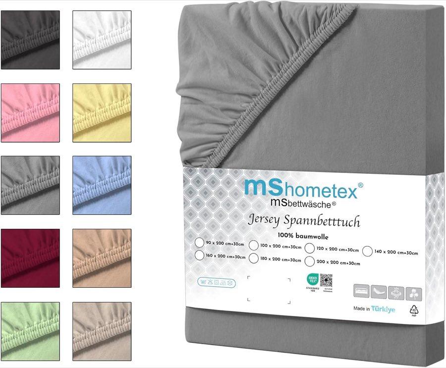 mshometex Jersey Spannbettlaken 140×200, Grau