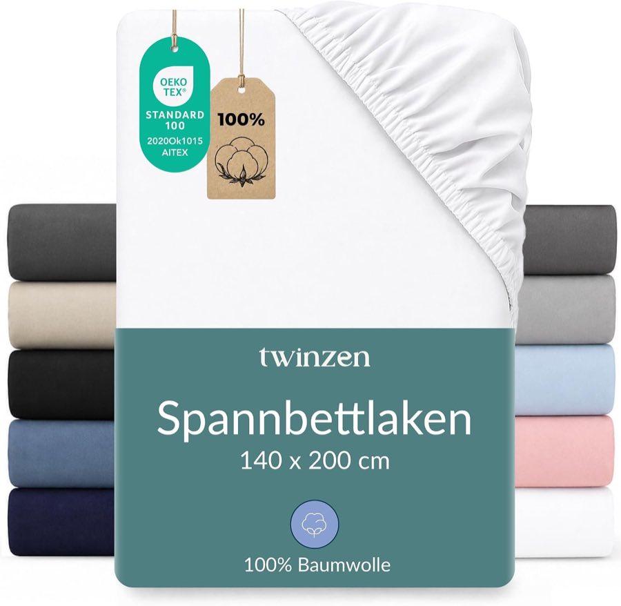 Twinzen Twinzen Jersey Spannbettlaken 140×200, Weiß