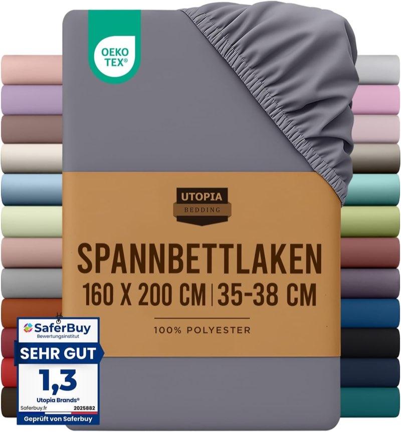 Utopia Bedding Utopia Bedding Spannbettlaken 160x200 Grau