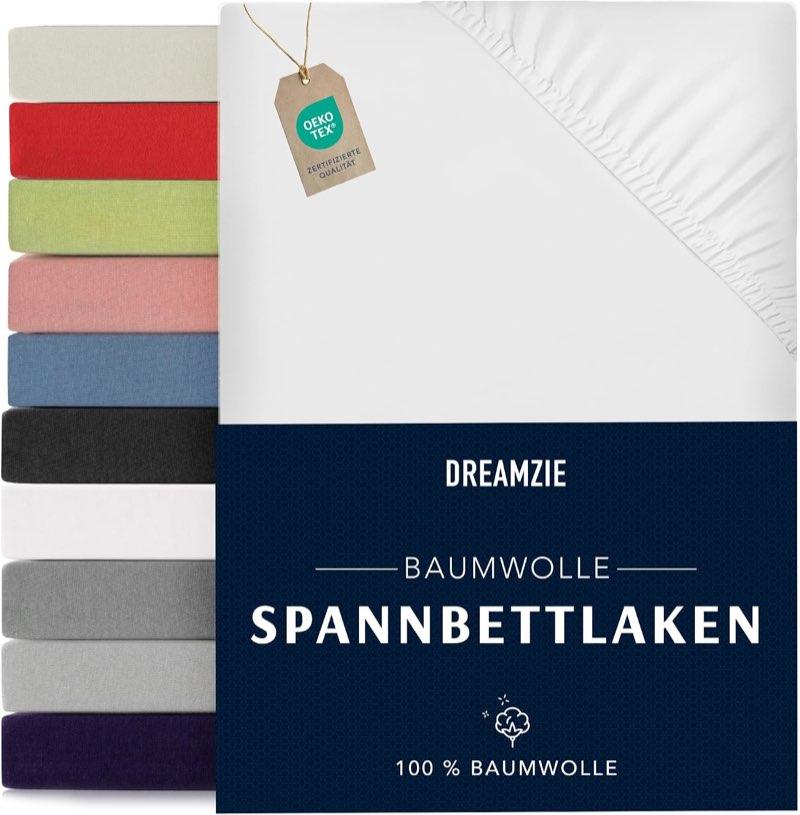 Dreamzie Spannbettlaken 160x200 Jersey Weiß