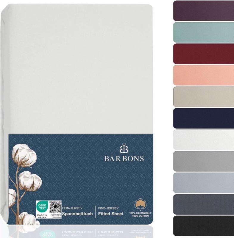 BARBONS Spannbettlaken 200x200cm - 100% Baumwolle Bettbezug Weiss