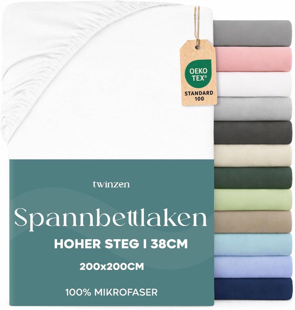 Twinzen - Spannbettlaken 200x200 cm - 100% Mikrofaser - Steghöhe 35cm