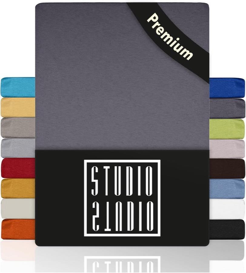 STUDIO STUDIO Premium Jersey Spannbettlaken Grau bis 35 cm