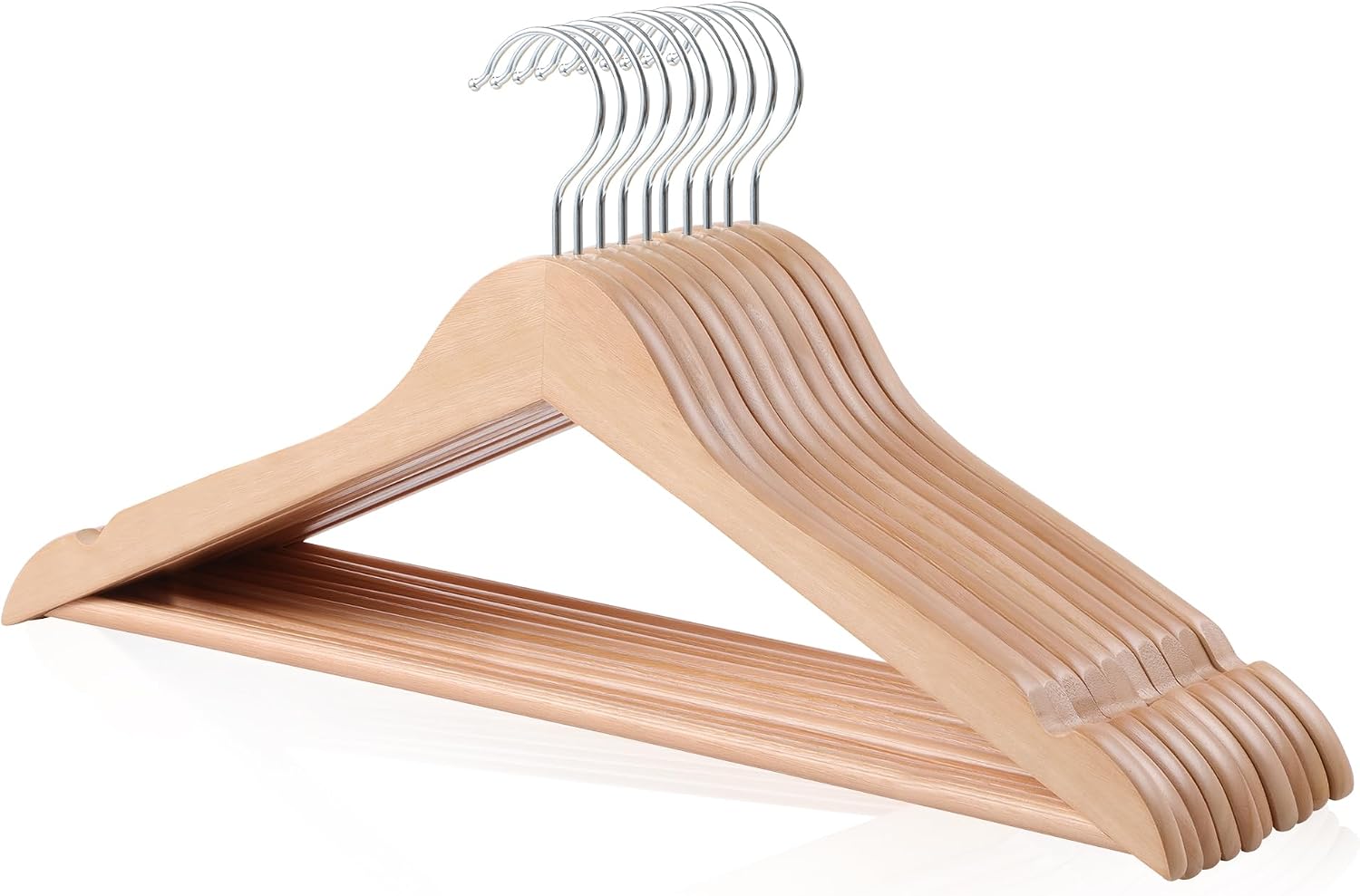Amazon Basics Holz-Kleiderbügel für Anzüge, 44 × 22 cm, 10er-Pack