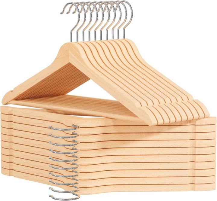 OGIVO Kleiderbügel Holz 20er Set (Natur), 360° drehbarer Haken
