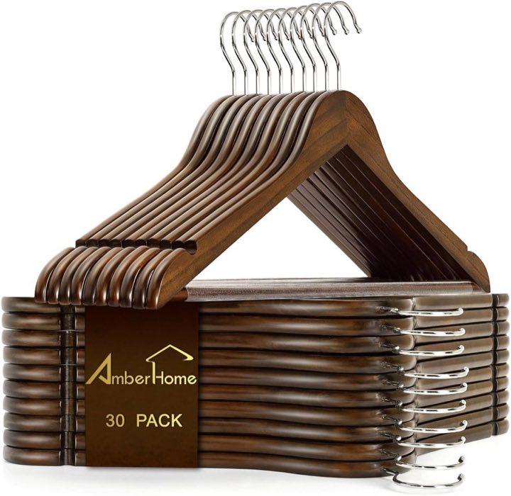 Amber Home 30 Stück Holzkleiderbügel, 44,5 cm, Retro