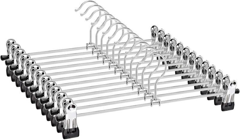 Amber Home 12 Stück 30 cm Metall Kleiderbügel für Hose, Chrom