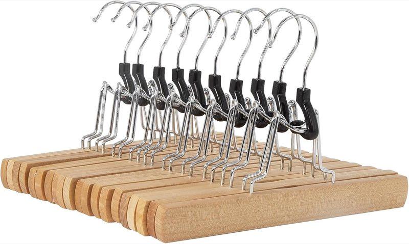 Amazon Basics Amazon Basics Holzkleiderbügel für Hosen, Natur, 10er-Pack