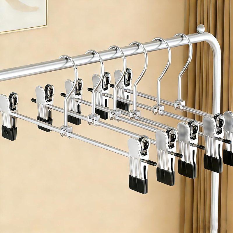Niulab Hosenbügel Metall, 20er-Set, 40 cm, verstellbare Clips, 360-Grad-Haken