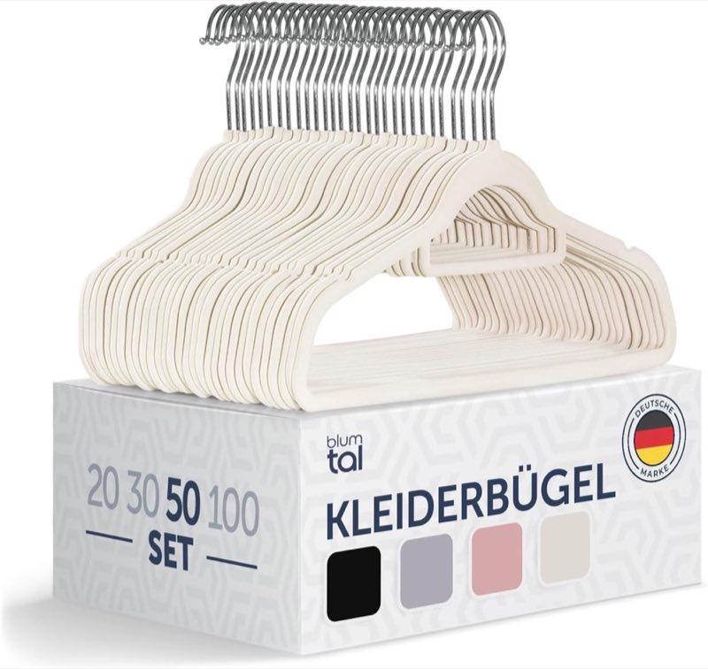 Blumtal Samt-Kleiderbügel, 50 Stück, Elfenbein