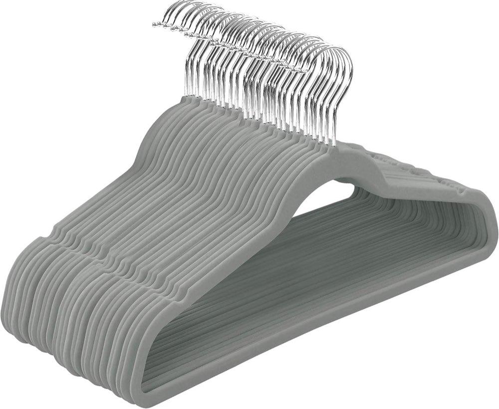 Utopia Home Samt-Kleiderbügel Grau, 20er-Pack