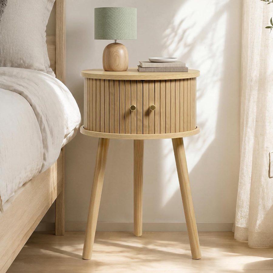 Afuly runder Nachttisch mit Rollladentür, 62 cm