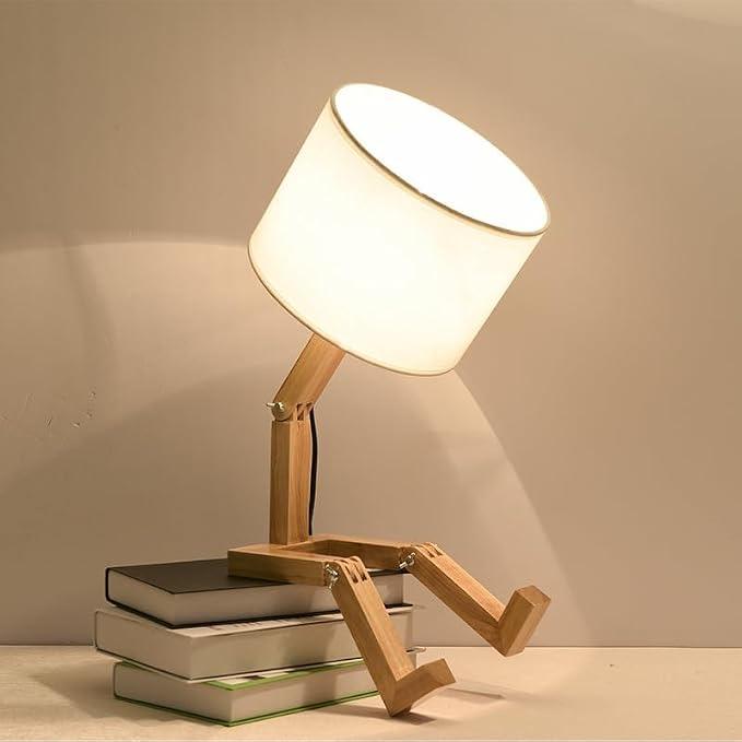 ELINKUME Roboterlampe, Holzfuß