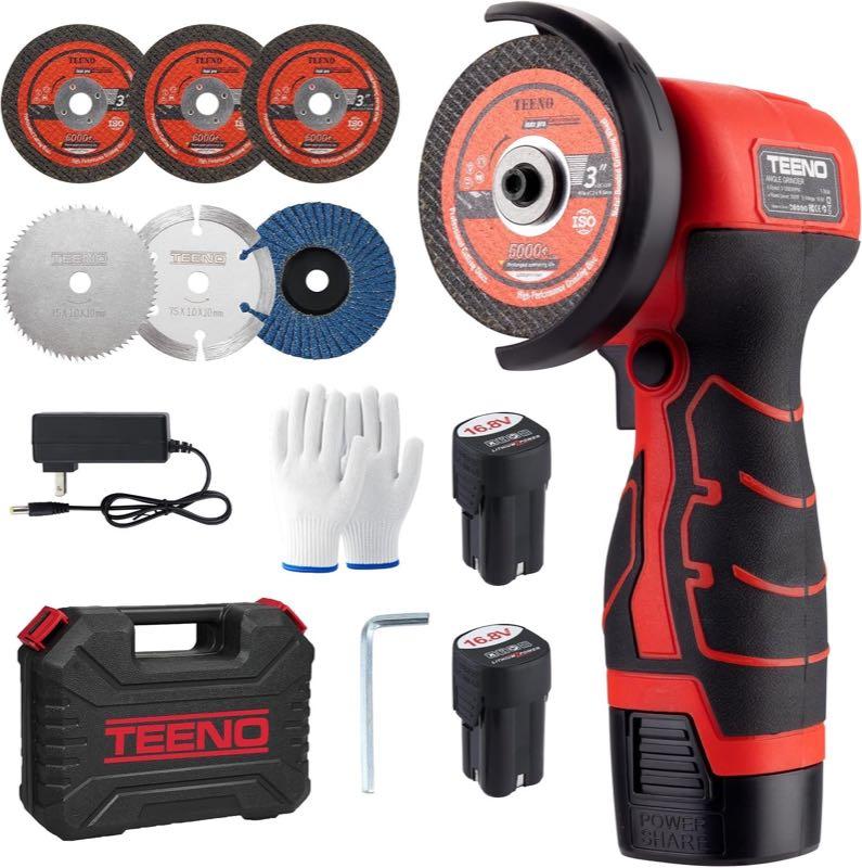 Mini-Winkelschleifer – Testsieger TEENO Mini Akku 76 mm, 16,8 V, 2 Akkus