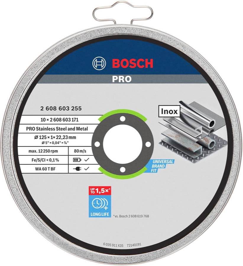 Trennscheibe 125 mm Metall – Testsieger Bosch Professional 10× Trennscheibe Standard for Inox Rapido, 125 mm