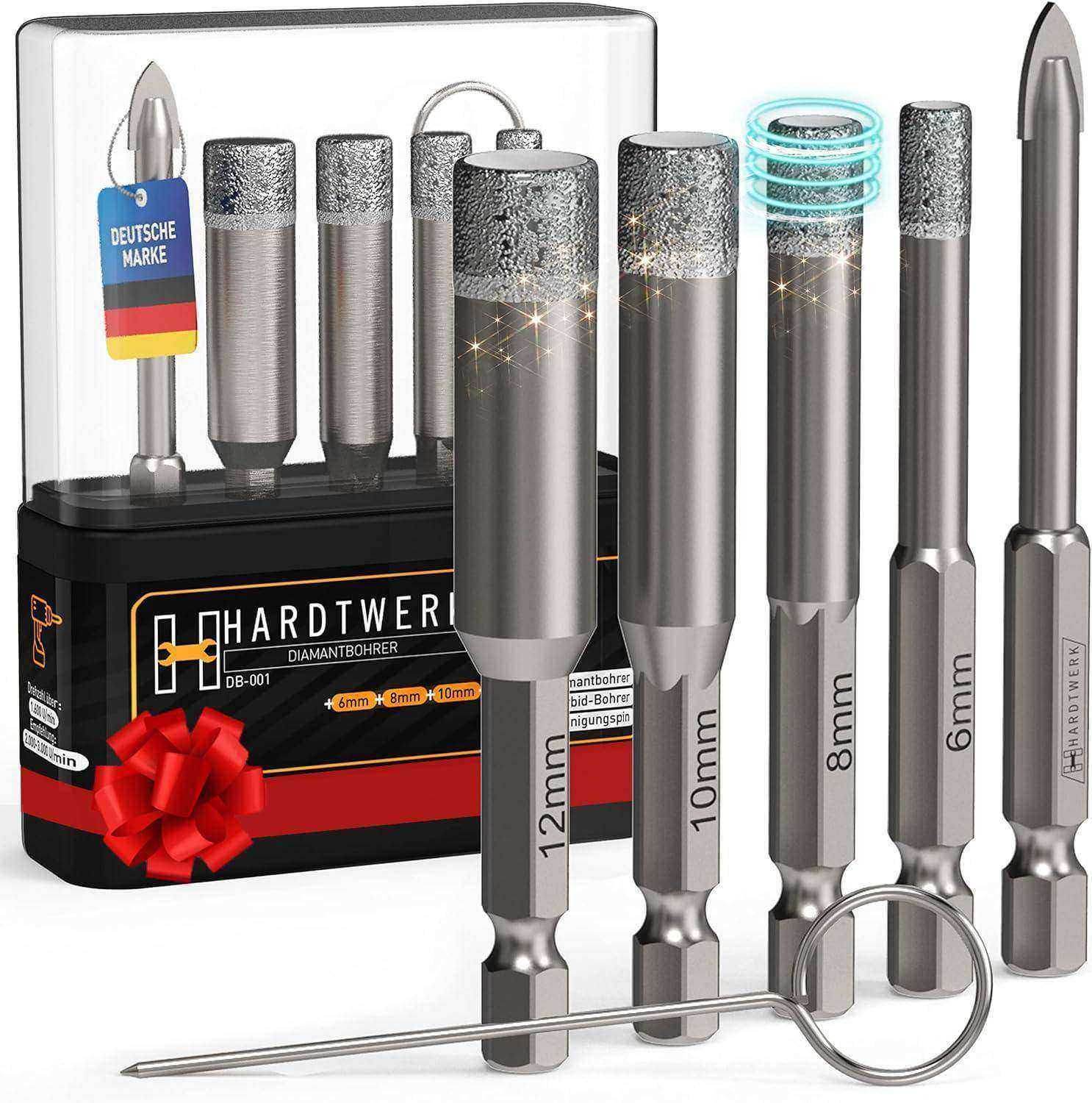 HARTE ARBEIT HARDTWERK Turbo DiamantbohrerSet 6teilig [6, 8, 10, 12 mm]