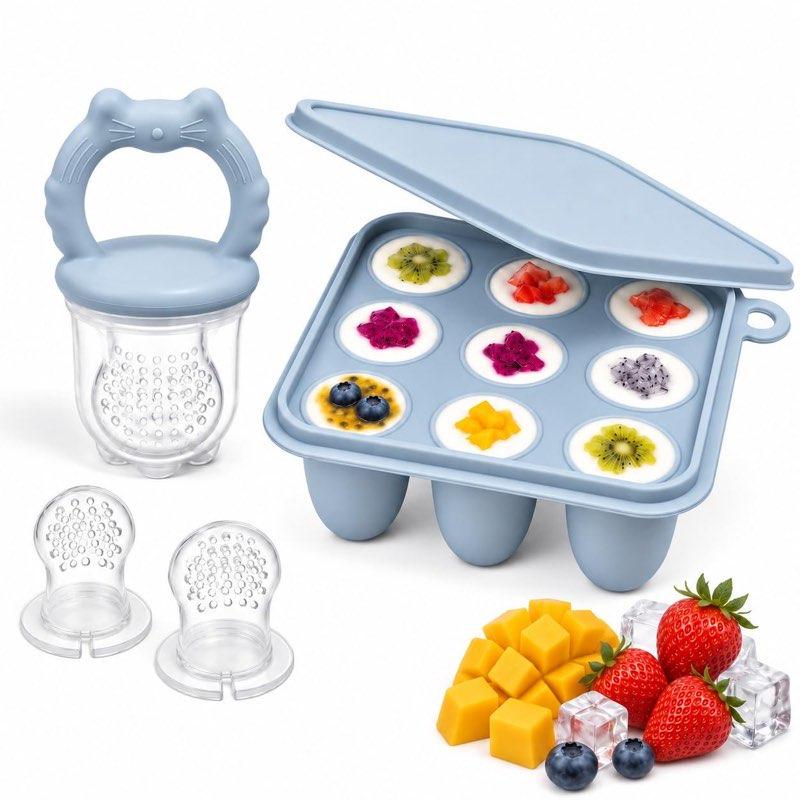 Silikon Fruchtsauger Baby ab 4 Monate, 3 Größen mit Gefrierform