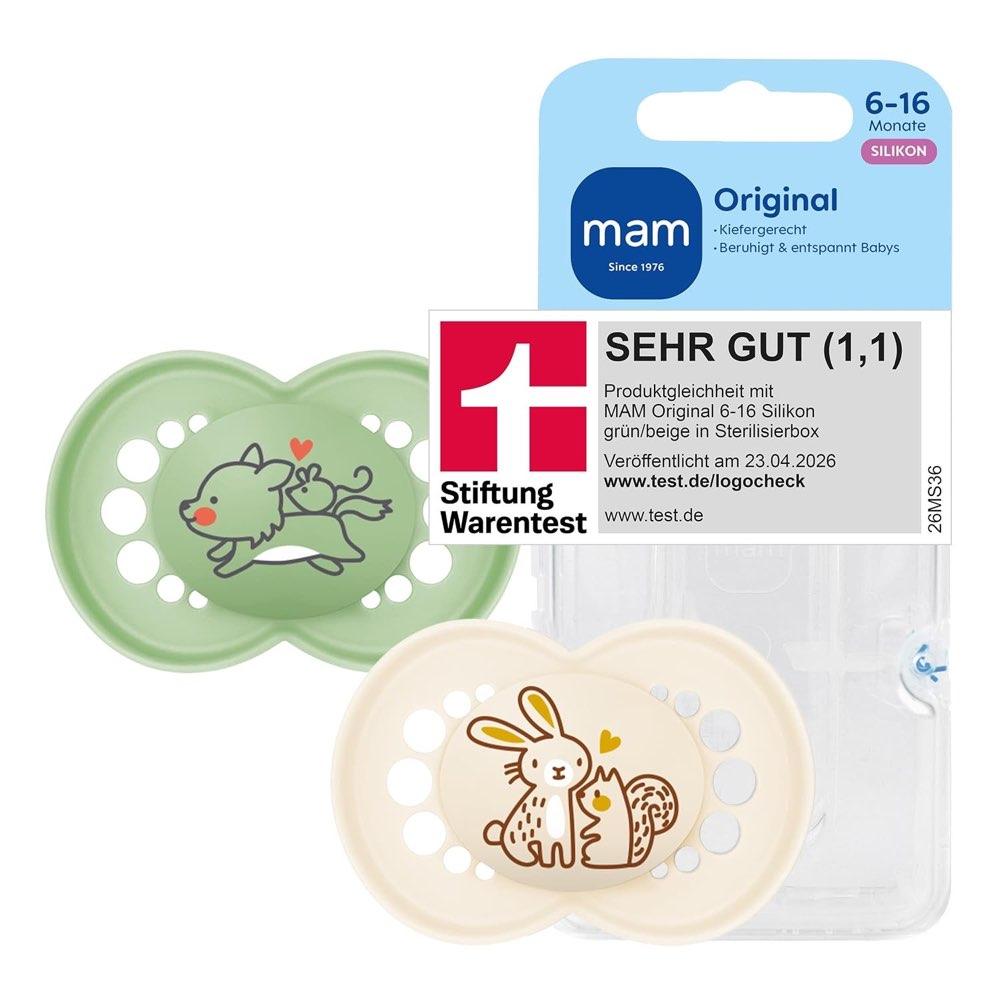 MAM Original Schnuller, 6-16 Monate, 2er-Set, Wolf/Hase