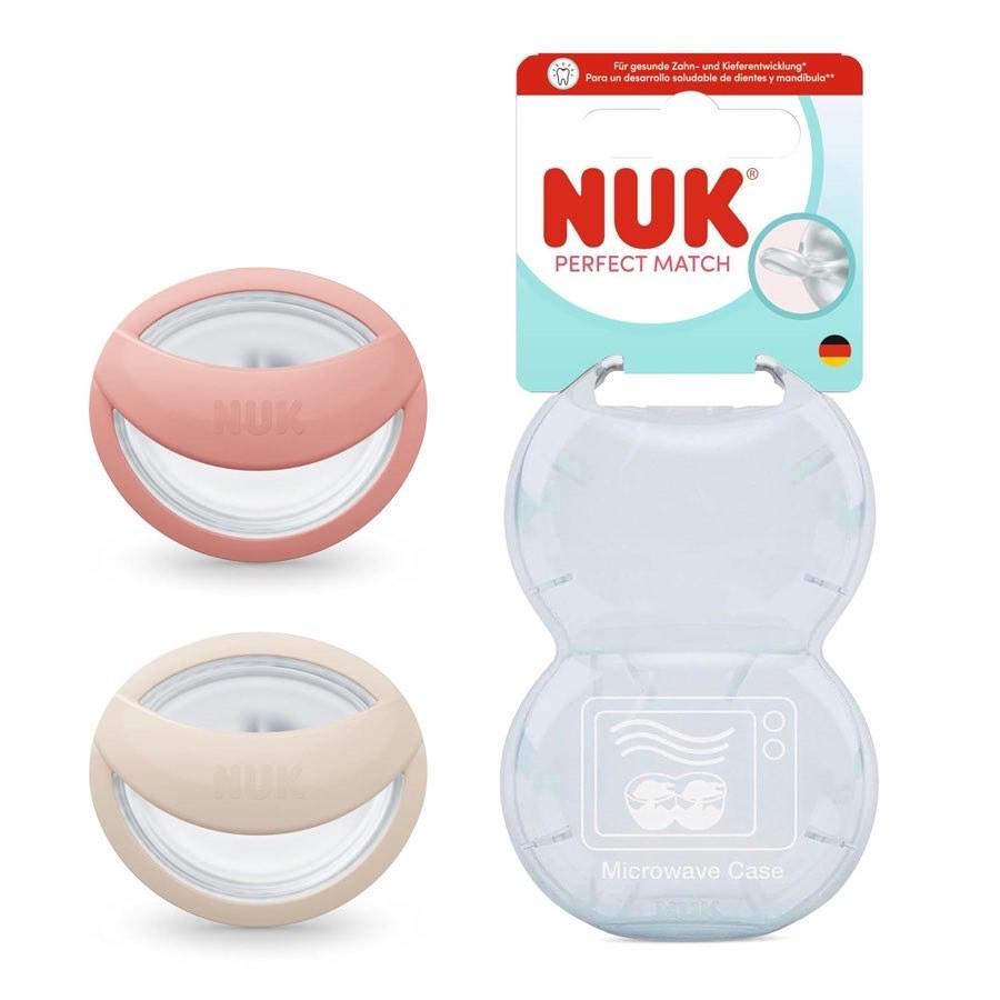 NUK Perfect Match Baby Schnuller | 0-6 Monate | Stillfreundlich, Orthodontische Schnuller | 95% Akzeptanz bei Babys** | Beige/Rot | 2 Stück