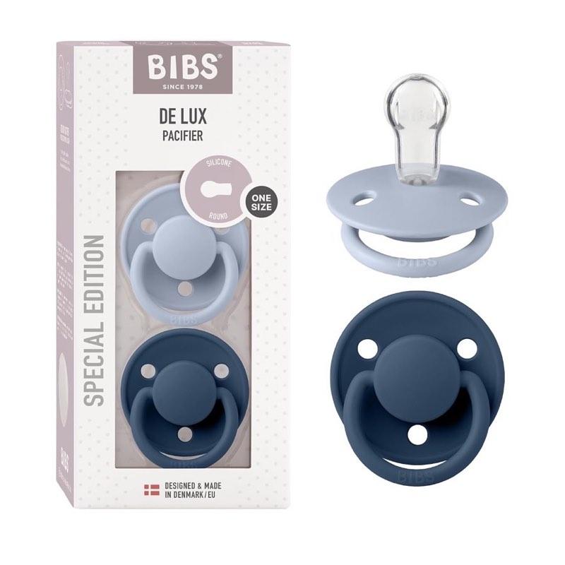 BIBS BIBS De Lux Schnuller, Silikon, 2er-Pack, Dusty Blue/Steel Blue - Produktbild