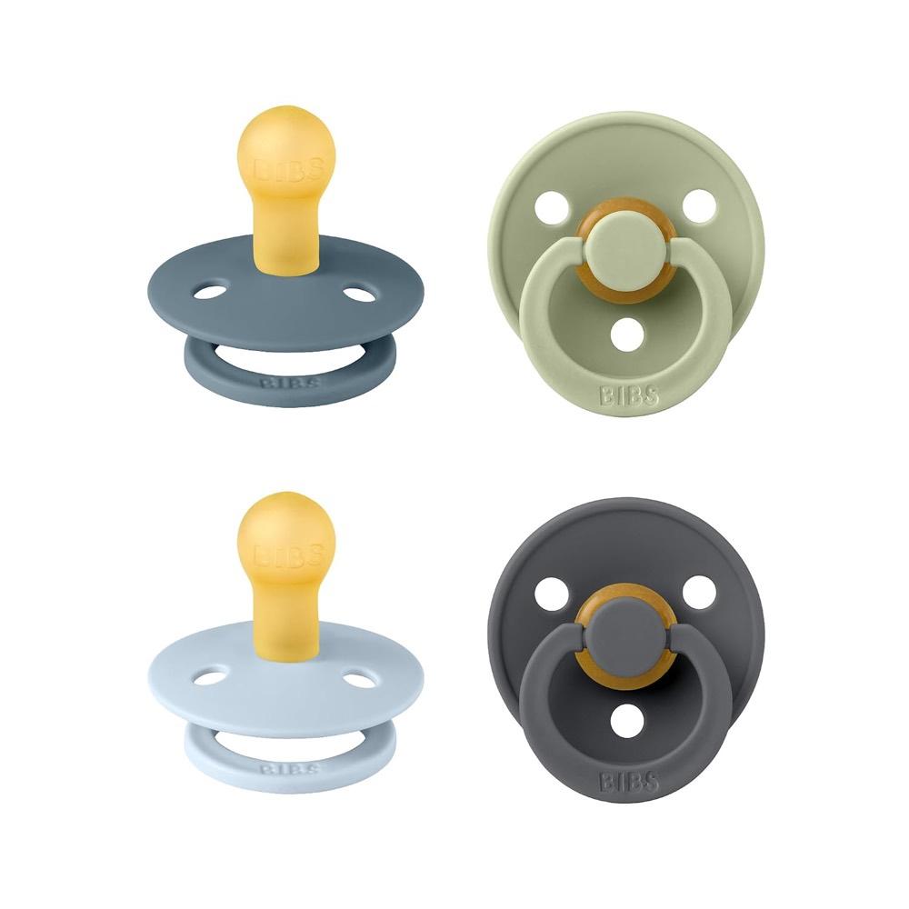 BIBS Colour Schnuller, 0–6 Monate, 4er-Pack, Baby Blue Mix