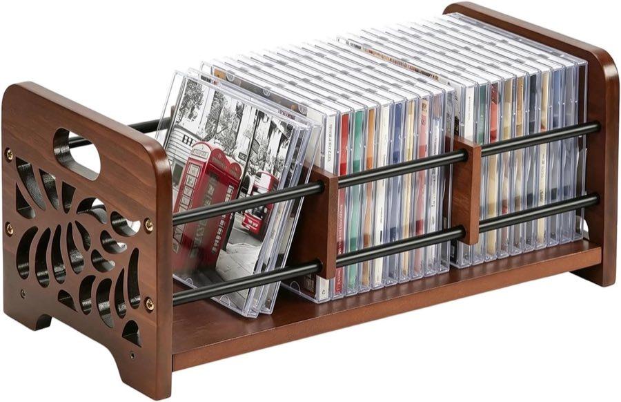 Optyuwah Holz-CD-Ständer mit Trennwand