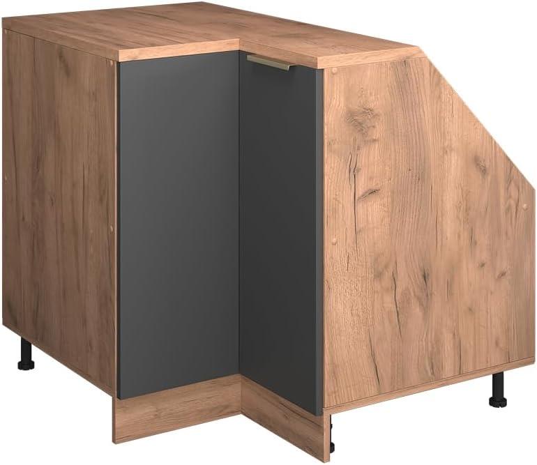 Vicco Rion Dachschrägen-Eckschrank Anthrazit-Gold