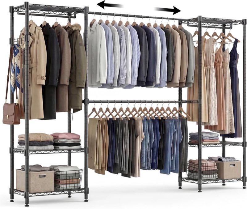 Himimi Offener Kleiderschrank mit 4 Kleiderstangen und 6 Regalen