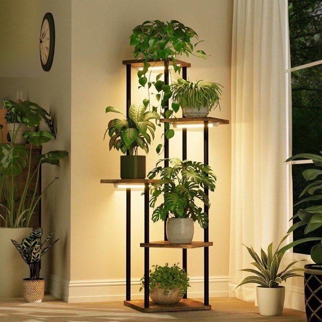 Bamworld Blumenständer mit Pflanzenlampe