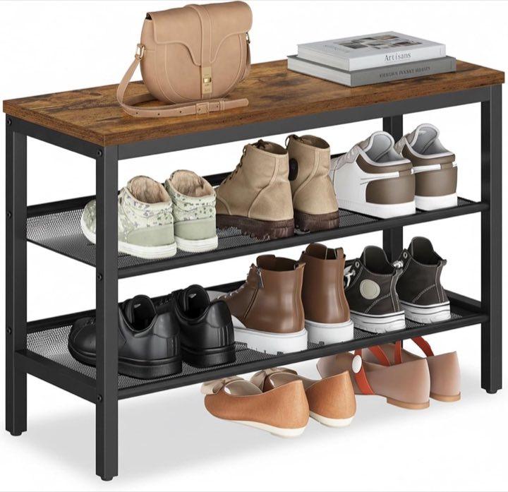 VASAGLE VASAGLE Schuhbank, 3 Ebenen, Industrie-Stil