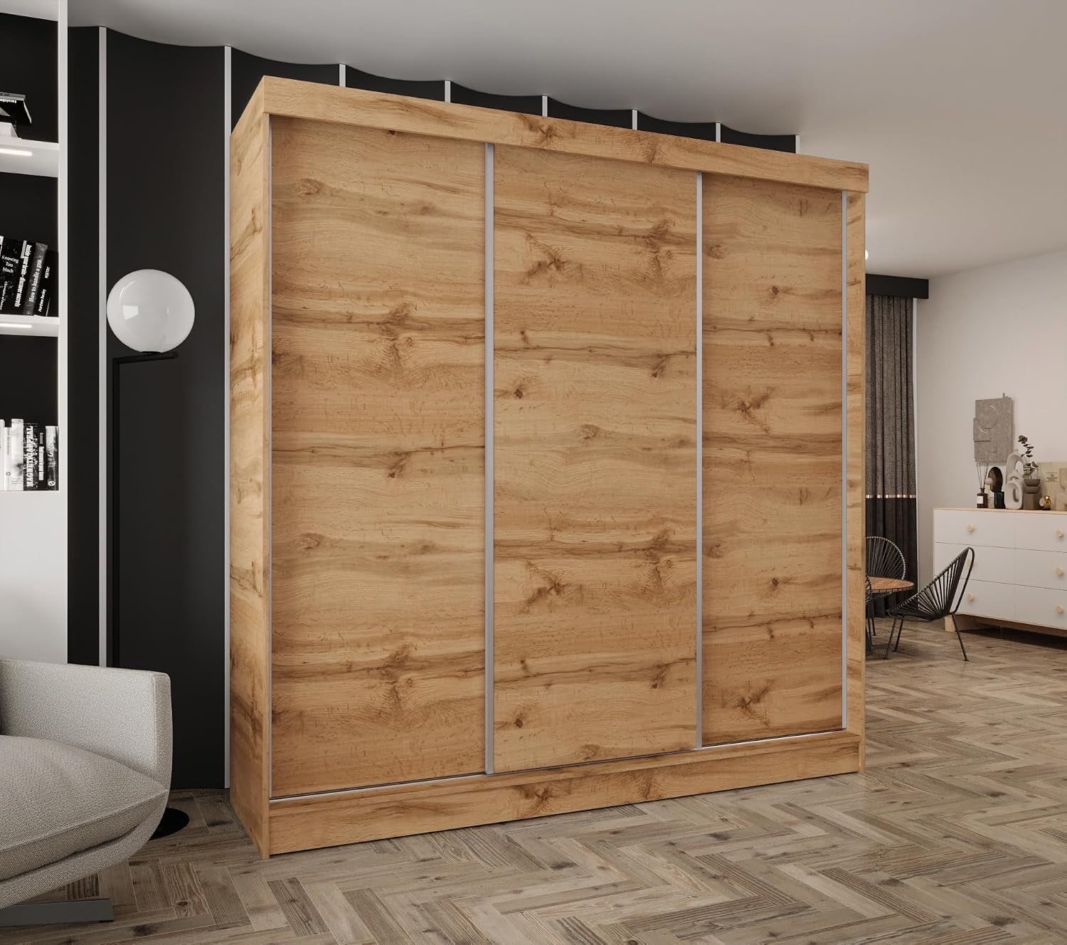Caspian24 Caspian24 Schiebetürenschrank 180 cm, Eiche Wotan