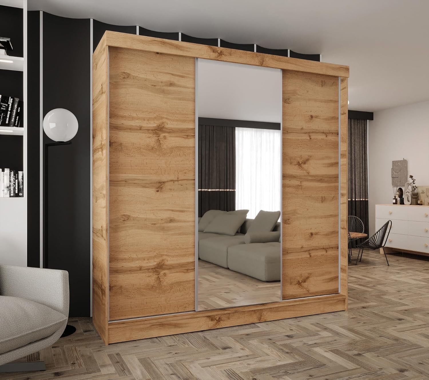 Caspian24 Schiebetürenschrank 200 cm, Eiche Wotan