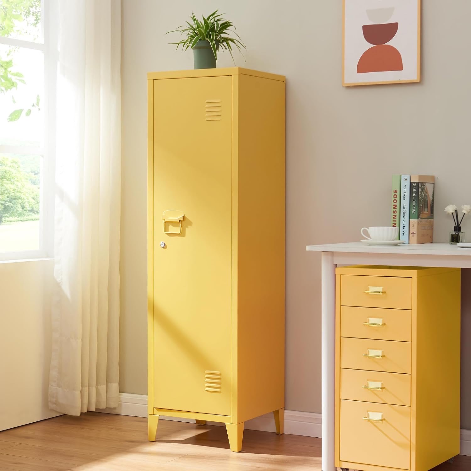 en.casa Kurikka Schließfach 137×38×38, gelb