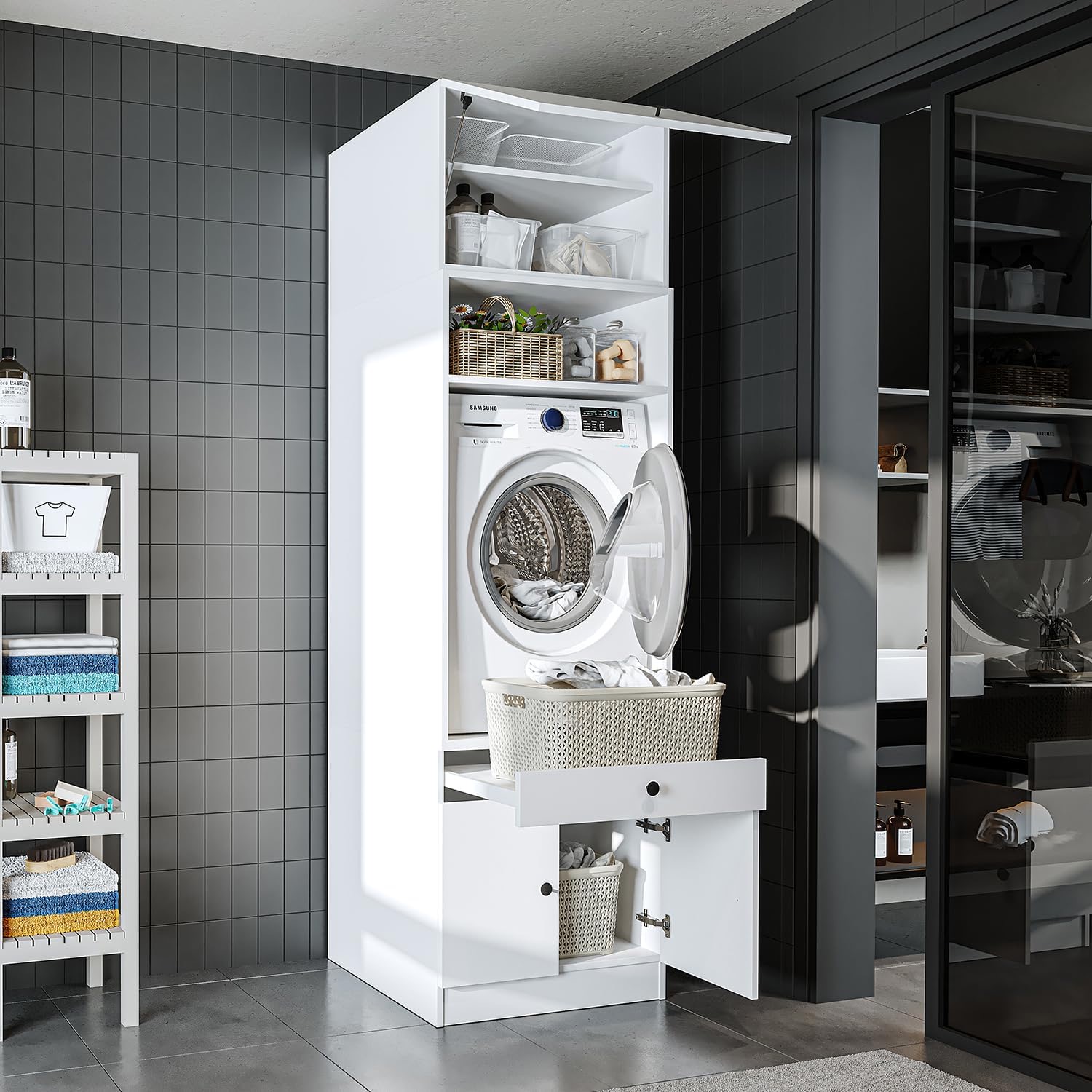 ROOMART ROOMART Waschmaschinenschrank mit Ausziehplatte