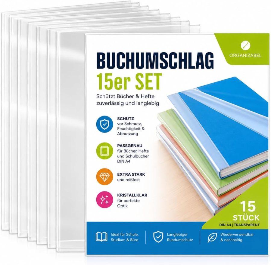 ORGANIZABEL Buchumschlag DIN A4, 15 Stück