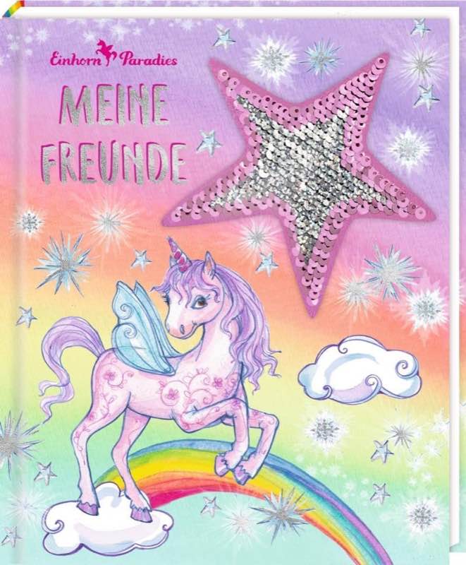 Freundebuch Einhorn-Paradies mit Wendepailletten