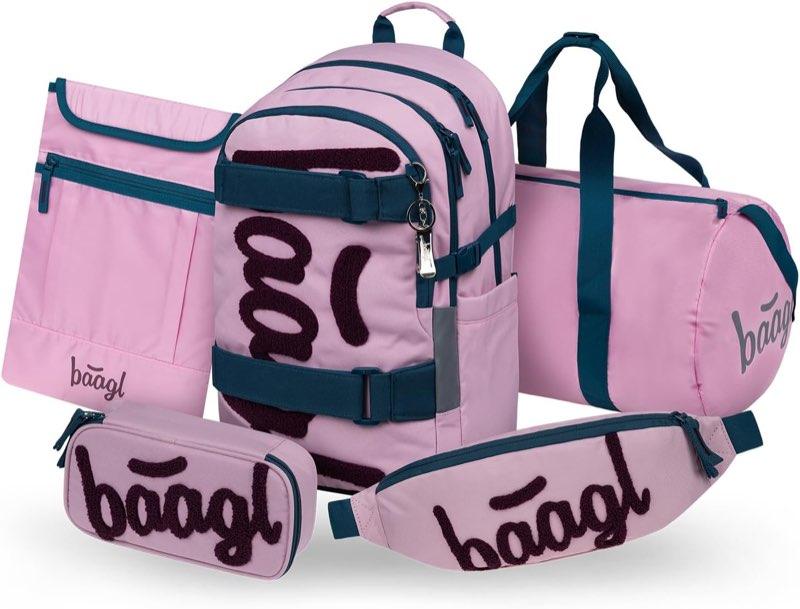 Baagl Baagl Skate Schulrucksack-Set 5-teilig, 25 l, Rose