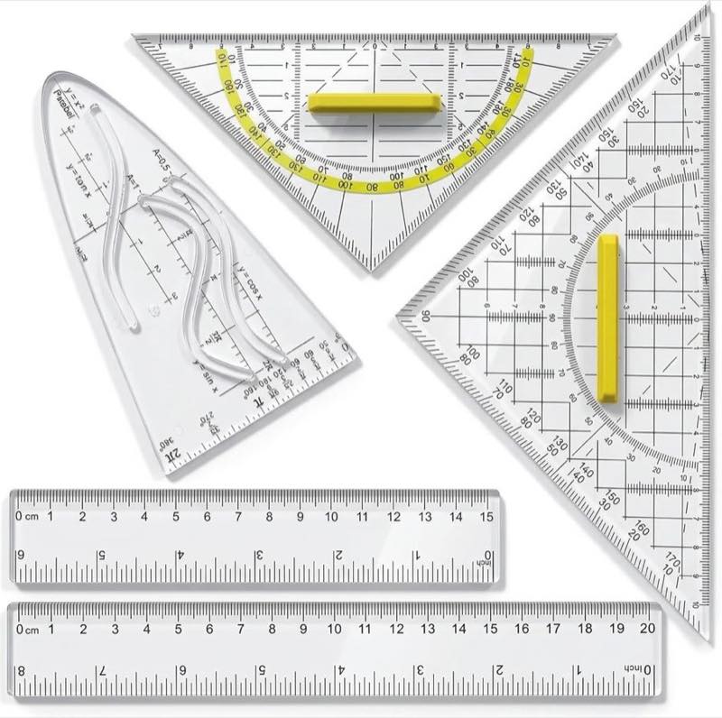 VVPENA Set mit Parabelschablone, Geodreiecken und Linealen