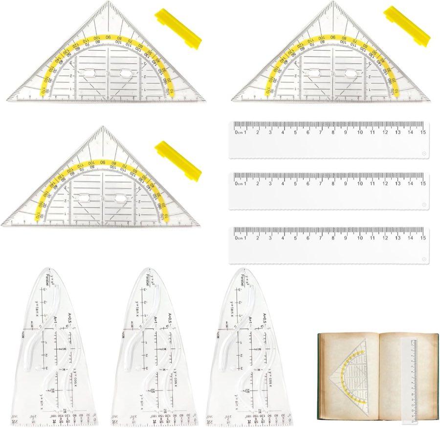 KORVANEL Geometrie-Set mit 3 Parabelschablonen